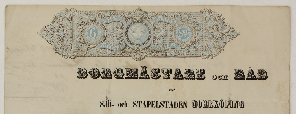 Norrköpingspass 1853, framsida, sidhuvud