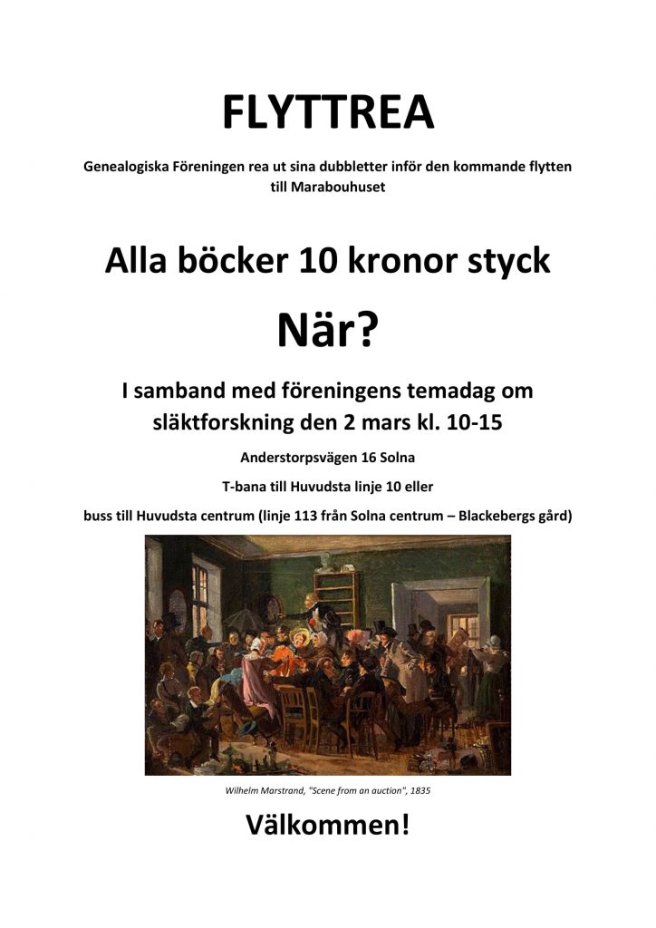 bokrea på genealogiska föreningen, böcker 10 kronor styck